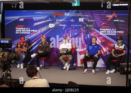 NORRIS Lando (gbr), McLaren F1 Team MCL36, portrait NISSANY Roy (il), pilote de Williams Racing, portrait MAGNUSSEN Kevin (den), Haas F1 Team VF-22 Ferrari, portrait BOTTAS Valtteri (fin), Alfa Romeo F1 Team ORLEN C42, conférence de presse AWS lors du Grand Prix du Canada 2022 de Formule 1, portrait 9th tour du Championnat du monde de Formule 1 2022 de la FIA, sur le circuit Gilles Villeneuve, de 17 juin au 19, 2022 à Montréal, Canada - photo: Antonin Vincent / DPPI/DPPI/LiveMedia Banque D'Images