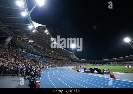 Paris, France. 18th juin 2022. L'illustration montre une vue d'ensemble générale sur le circuit sportif bleu du Stade Charlety lors de la Wanda Diamond League 2022, Meeting de Paris (athlétisme) sur 18 juin 2022 au stade de Charlety à Paris, France - photo Victor Joly / DPPI crédit: Victor Joly / Alamy Live News Banque D'Images