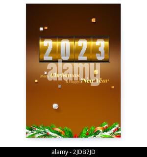 Tableau de bord avec chiffres 2023. Affiche du nouvel an. Illustration de Vecteur