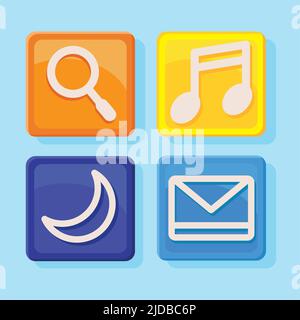 menu de quatre boutons d'applications Illustration de Vecteur