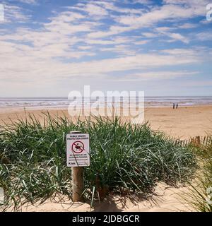 Ordre de protection des espaces publics sur la plage à Lytham St Annes, Royaume-Uni Banque D'Images