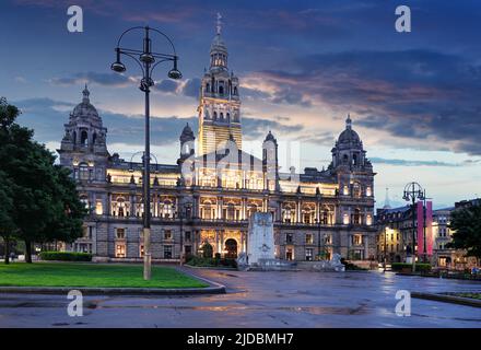 Glasgow City Chambers et George Square à Glasgow, Ecosse Banque D'Images