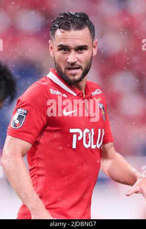 Saitama, Japon. 18th juin 2022. Alex Schalk (Reds) football : 2022 J1 match de ligue entre les diamants rouges Urawa 3-0 Nagoya Grampus au stade Saitama 2002 à Saitama, Japon . Credit: AFLO SPORT/Alay Live News Banque D'Images