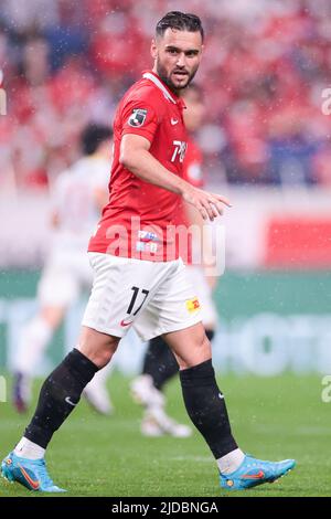 Saitama, Japon. 18th juin 2022. Alex Schalk (Reds) football : 2022 J1 match de ligue entre les diamants rouges Urawa 3-0 Nagoya Grampus au stade Saitama 2002 à Saitama, Japon . Credit: AFLO SPORT/Alay Live News Banque D'Images