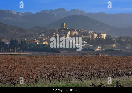 France, Vaucluse, village viticole de Sablet au pied des Lâces de Montmirail Banque D'Images