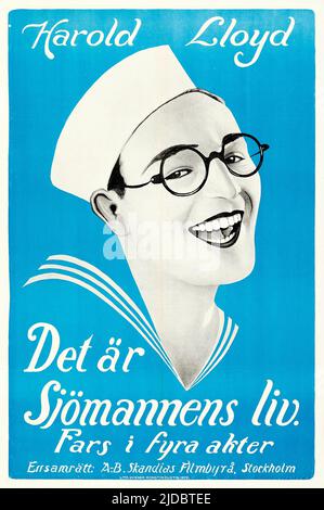 Harold Lloyd - Un homme fait par Sailor (Exposants associés, 1921). Affiche suédoise 1922. Det är sjömannens liv. Banque D'Images