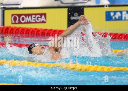 Ryosuke Irie of Japon 1/2 final 100 M BackStroke Men lors des Championnats du monde de la FINA 19th Budapest 2022, natation sur 19 juin 2022 à Budapest, Hongrie. Photo de Laurent Lairys/ABACAPRESS.COM Banque D'Images