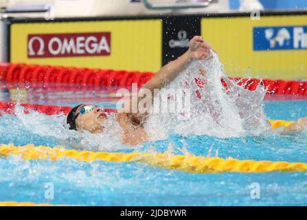 Ryosuke Irie of Japon 1/2 final 100 M BackStroke Men lors des Championnats du monde de la FINA 19th Budapest 2022, natation sur 19 juin 2022 à Budapest, Hongrie. Photo de Laurent Lairys/ABACAPRESS.COM Banque D'Images