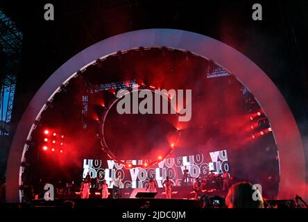 Milan, Italie. 19th juin 2022. Marco Mengoni chantant sur la scène - milan san siro pendant Marco Mengoni, concert de musique de chanteur italien à Milan, Italie, 19 juin 2022 crédit: Agence de photo indépendante/Alamy Live News Banque D'Images