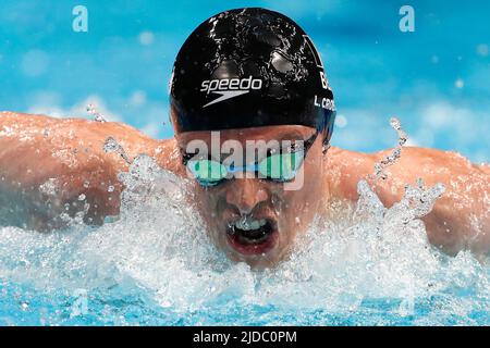 Budapest, Hongrie. 19th juin 2022. Louis Croenen belge photographié pendant le papillon masculin 200m aux championnats du monde de natation à Budapest, Hongrie, dimanche 19 juin 2022. Les Championnats du monde 19th de la FINA 2022 ont lieu du 18 juin au 03 juillet. BELGA PHOTO NIKOLA KRSTIC crédit: Belga News Agency/Alay Live News Banque D'Images