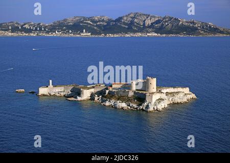 France, Bouches-du-Rhône Marseille, le Château d'If, (vue aérienne) Banque D'Images