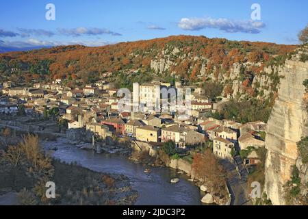 France, Ardèche Vogüé, village classé, gorges de l'Ardèche Banque D'Images