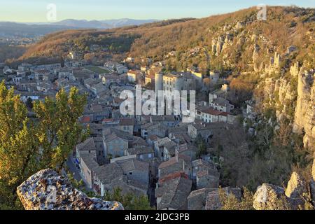 France, Ardèche Vogüé, village classé, gorges de l'Ardèche Banque D'Images