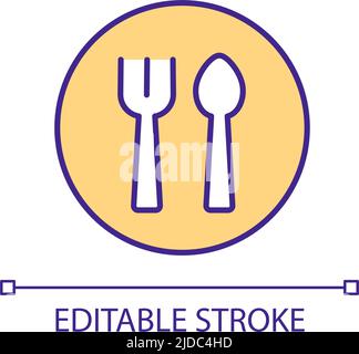 Ustensiles de service avec plaque icône de couleur RVB Illustration de Vecteur