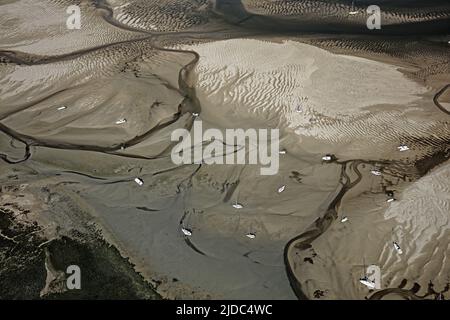France, Manche Agon-Coutainville, Baie de Sienne (vue aérienne) Banque D'Images