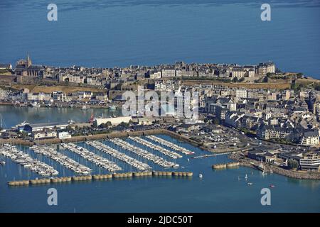 France, Manche, Granville, vieille ville, port, vue aérienne Banque D'Images