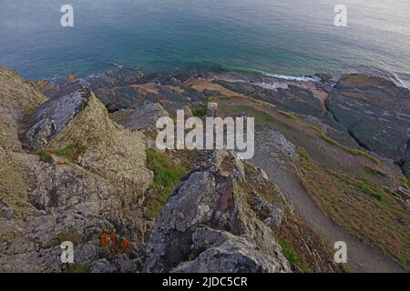 France, Manche Barneville-Carteret, le cap, vue panoramique sur le promontoire rocheux Banque D'Images