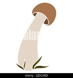 Illustration simple à vecteur champignon isolée sur fond blanc. Couleur version dessinée à la main. Mycologie vectorielle. Champignon naturel sain, conception d'automne. Illustration de Vecteur