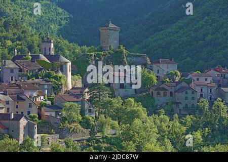 France, Aveyron (12) Peyreleau, vue générale du village Banque D'Images