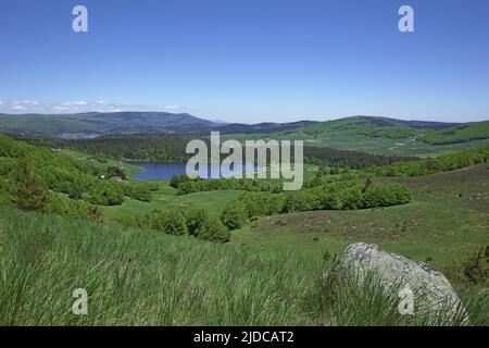 France, Lozère paysage avec le massif de l'Aigoual Banque D'Images