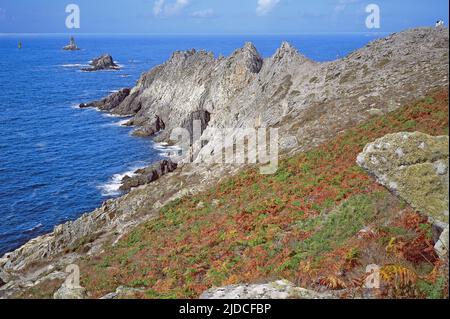 France, Finistère, la Pointe du raz, un site marqué Grand site de France (photo aérienne) Banque D'Images