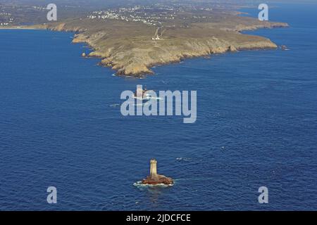 France, Finistère, la Pointe du raz, un site marqué Grand site de France (photo aérienne) Banque D'Images