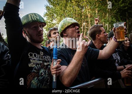 Copenhague, Danemark. 18th, juin 2022. L'atmosphère est excellente parmi les amateurs de festival au célèbre festival danois de métaux lourds Copenhague 2022. (Crédit photo: Gonzales photo - Sebastian Dammark) Banque D'Images