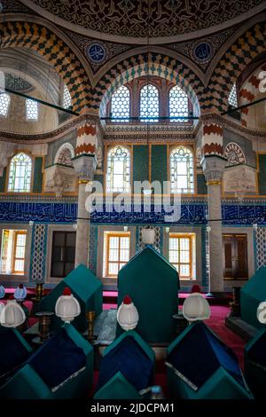 L'intérieur de la tombe du sultan Selim II datant du 16th siècle, dans la tombe de la cour des sultans, à côté d'Ayasofia, ou Hagia Sofia, à Istanbul Banque D'Images