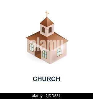 Church 3D Icon élément simple de la collection de bâtiments. Icône Creative Church pour la conception Web, les modèles, les infographies et bien plus encore Illustration de Vecteur