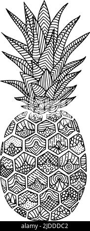 Jaune ananas, dessiné à la main avec un stylo à brosse, en style art de ligne. Illustration vectorielle Illustration de Vecteur