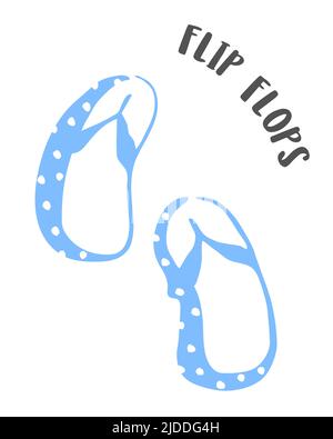 Chaussons à rabat d'été dessin peint à la main avec une brosse à encre isolée sur fond blanc. Illustration vectorielle Illustration de Vecteur