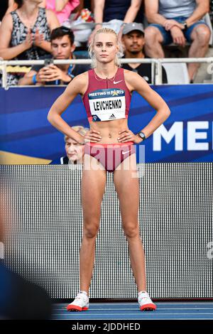 Yuliya (Yuliia) Levchenko d'Ukraine (saut en hauteur des femmes) lors de la Ligue de diamants Wanda 2022, Réunion de Paris (athlétisme) sur 18 juin 2022 au stade de Charlety à Paris, France - photo : Victor Joly/DPPI/LiveMedia Banque D'Images