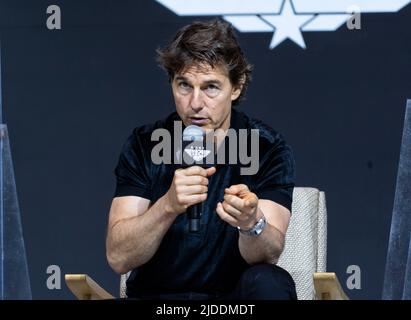 Séoul, Corée du Sud. 20th juin 2022. L'acteur Tom Cruise parle lors d'une conférence de presse de la tournée promotionnelle mondiale « Top Gun: Maverick » à Séoul, Corée du Sud, 20 juin 2022. Le film va frapper des théâtres en Corée du Sud de 22 juin. Credit: James Lee/Xinhua/Alay Live News Banque D'Images