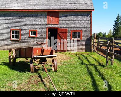 Scène grange, Orwell Corner Historic Village, Î.-P.-É Banque D'Images