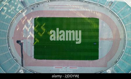 Stade olympique, ville de Bakou, vue aérienne de dessus du drone Skyline, Azerbaïdjan, Caucase du Sud Banque D'Images