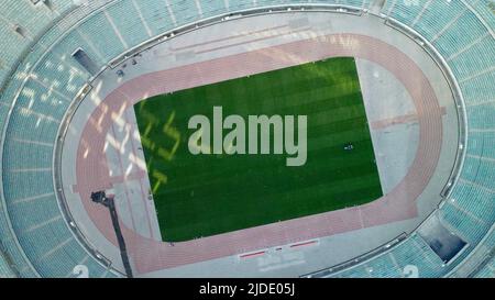 Stade olympique, ville de Bakou, vue aérienne de dessus du drone Skyline, Azerbaïdjan, Caucase du Sud Banque D'Images