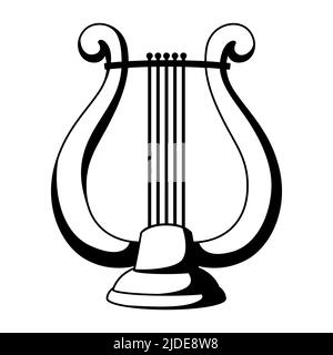 Illustration de l'instrument de musique grec lyre. Symbole de théâtre traditionnel. Image pour une représentation théâtrale. Illustration de Vecteur