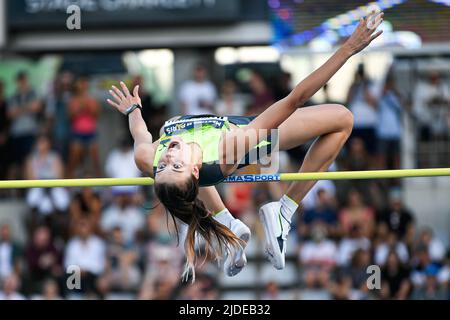 Yaroslava Mahuchikh d'Ukraine (saut en hauteur des femmes) lors de la Ligue du diamant Wanda 2022, Réunion de Paris (athlétisme) sur 18 juin 2022 au stade de Charlety à Paris, France - photo : Victor Joly/DPPI/LiveMedia Banque D'Images