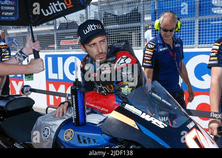 Hohenstein Ernstthal, Allemagne. 19 juin 2022. MotoGP Liqui Moly Motorrad Grand Prix Deutschland au circuit Sachsenring, Hohenstein-Ernstthal, Allemagne. Photo: ENEA Bastianini (ITA) de Gresini Racing MotoGP sur la grille Banque D'Images