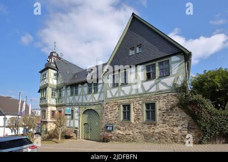 Hôtel historique et restaurant Höerhof à Idstein, Taunus, Hesse, Allemagne Banque D'Images