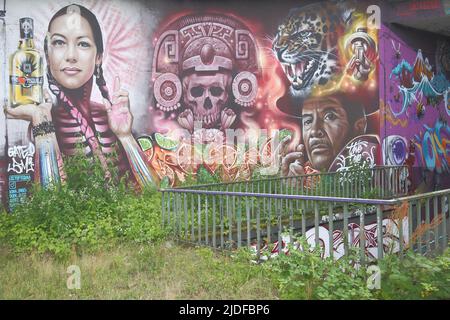 Murale à Mayence-Kastel Wiesbaden, Hesse, Allemagne Banque D'Images