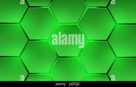 Vert 3D technologie hexagonale vecteur résumé arrière-plan. L'énergie lumineuse verte clignote sous l'hexagone sur la technologie moderne vecteur futuriste d'arrière-plan Illustration de Vecteur