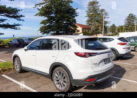 2020 modèle blanc Mazda CX9 vus garés au parking de Newport Beach à Sydney, Australie photo prise le 2022 juin Banque D'Images