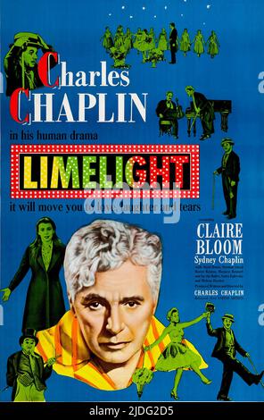 Affiche pour la sortie théâtrale américaine originale et limitée du film Limelight de Charlie Chaplin en 1952. Banque D'Images