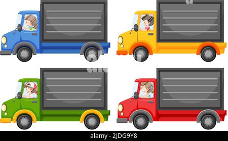 Chariots de livraison en dessin animé Illustration de Vecteur
