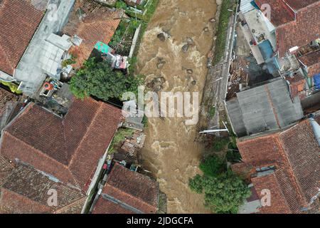 Vue aérienne du sud de Bandung, ouest de Java Banque D'Images