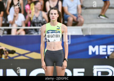 Yaroslava Mahuchikh d'Ukraine (saut en hauteur des femmes) lors de la Ligue du diamant Wanda 2022, rencontre de Paris (athlétisme) sur 18 juin 2022 au stade de Charlety à Paris, France. Photo de Victor Joly/ABACAPRESS.COM Banque D'Images