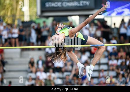 Yaroslava Mahuchikh d'Ukraine (saut en hauteur des femmes) lors de la Ligue du diamant Wanda 2022, rencontre de Paris (athlétisme) sur 18 juin 2022 au stade de Charlety à Paris, France. Photo de Victor Joly/ABACAPRESS.COM Banque D'Images