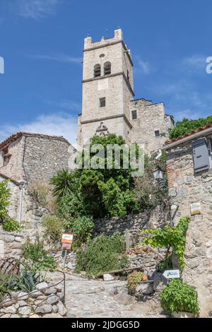 Église Saint-Vincent-d'en-Haut, eus, France. Banque D'Images