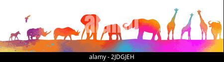 Animaux africains colorés. Illustration vectorielle Illustration de Vecteur